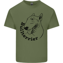 Bull Terrier Dog With Text Mens Cotton T-Shirt Tee Top Military Green