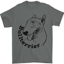 Bull Terrier Dog With Text Mens T-Shirt 100% Cotton Charcoal