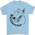 Bull Terrier Dog With Text Mens T-Shirt 100% Cotton Light Blue