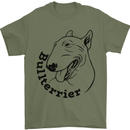Bull Terrier Dog With Text Mens T-Shirt 100% Cotton Military Green