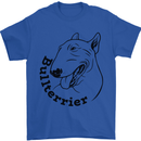 Bull Terrier Dog With Text Mens T-Shirt 100% Cotton Royal Blue
