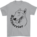 Bull Terrier Dog With Text Mens T-Shirt 100% Cotton Sports Grey
