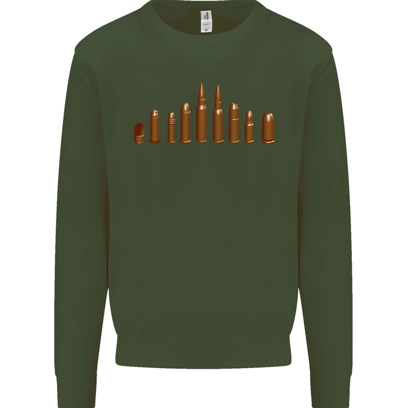 Bullets Hunting Army Military Sniper Soldier Para Mens Sweatshirt Jumper Forest Green