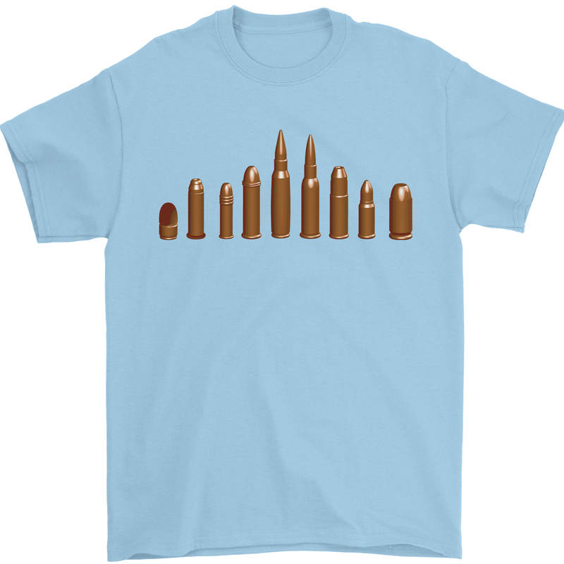 Bullets Hunting Army Military Sniper Soldier Para Mens T-Shirt 100% Cotton Light Blue