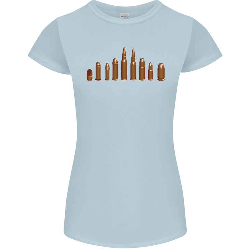 Bullets Hunting Army Military Sniper Soldier Para Womens Petite Cut T-Shirt Light Blue