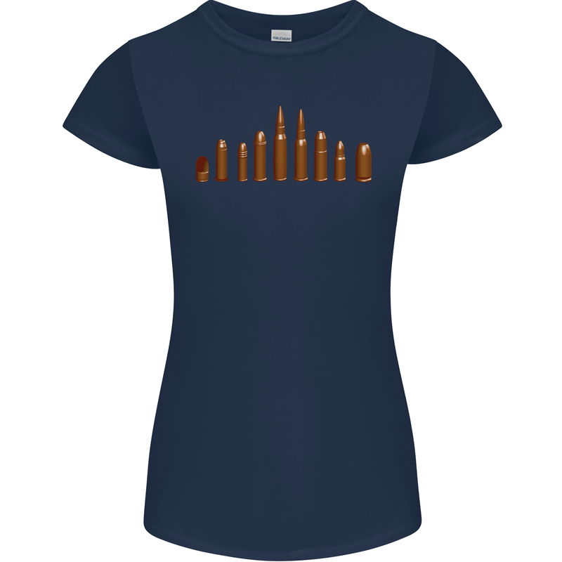 Bullets Hunting Army Military Sniper Soldier Para Womens Petite Cut T-Shirt Navy Blue