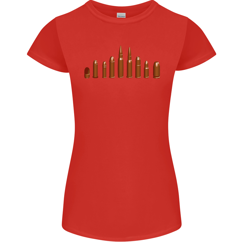 Bullets Hunting Army Military Sniper Soldier Para Womens Petite Cut T-Shirt Red
