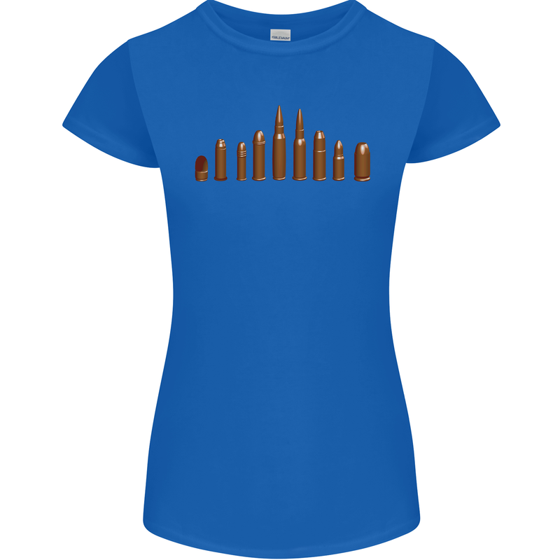 Bullets Hunting Army Military Sniper Soldier Para Womens Petite Cut T-Shirt Royal Blue