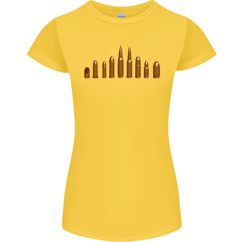 Bullets Hunting Army Military Sniper Soldier Para Womens Petite Cut T-Shirt Yellow