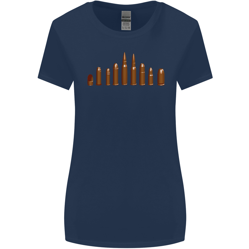 Bullets Hunting Army Military Sniper Soldier Para Womens Wider Cut T-Shirt Navy Blue