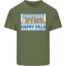 Bunny Rabbit Happy Pills Antidepressant Mens Cotton T-Shirt Tee Top Military Green