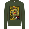 Burn Baby Burn Female Biker Motorcycle Kids Sweatshirt Jumper Forest Green