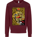 Burn Baby Burn Female Biker Motorcycle Kids Sweatshirt Jumper Maroon