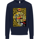 Burn Baby Burn Female Biker Motorcycle Kids Sweatshirt Jumper Navy Blue