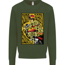Burn Baby Burn Female Biker Motorcycle Mens Sweatshirt Jumper Forest Green