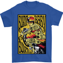 Burn Baby Burn Female Biker Motorcycle Mens T-Shirt 100% Cotton Royal Blue