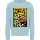 Burn Baby Burn Lady Biker Motorcycle Motorbike Kids Sweatshirt Jumper Light Blue