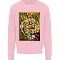 Burn Baby Burn Lady Biker Motorcycle Motorbike Kids Sweatshirt Jumper Light Pink
