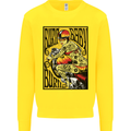 Burn Baby Burn Lady Biker Motorcycle Motorbike Kids Sweatshirt Jumper Yellow