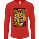 Burn Baby Burn Lady Biker Motorcycle Motorbike Mens Long Sleeve T-Shirt Red