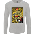 Burn Baby Burn Lady Biker Motorcycle Motorbike Mens Long Sleeve T-Shirt Sports Grey