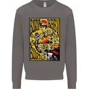 Burn Baby Burn Lady Biker Motorcycle Motorbike Mens Sweatshirt Jumper Charcoal