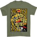 Burn Baby Burn Lady Biker Motorcycle Motorbike Mens T-Shirt 100% Cotton Military Green