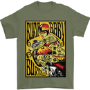 Burn Baby Burn Lady Biker Motorcycle Motorbike Mens T-Shirt 100% Cotton Military Green