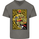 Burn Baby Burn Lady Biker Motorcycle Motorbike Mens V-Neck Cotton T-Shirt Charcoal