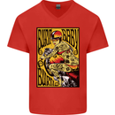 Burn Baby Burn Lady Biker Motorcycle Motorbike Mens V-Neck Cotton T-Shirt Red