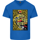 Burn Baby Burn Lady Biker Motorcycle Motorbike Mens V-Neck Cotton T-Shirt Royal Blue