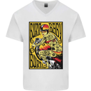 Burn Baby Burn Lady Biker Motorcycle Motorbike Mens V-Neck Cotton T-Shirt White