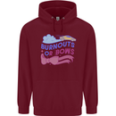 Burnouts or Bows Gender Reveal New Baby Pregnant Childrens Kids Hoodie Maroon