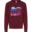 Burnouts or Bows Gender Reveal New Baby Pregnant Mens Sweatshirt Jumper Maroon