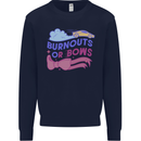 Burnouts or Bows Gender Reveal New Baby Pregnant Mens Sweatshirt Jumper Navy Blue