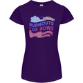 Burnouts or Bows Gender Reveal New Baby Pregnant Womens Petite Cut T-Shirt Purple
