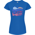 Burnouts or Bows Gender Reveal New Baby Pregnant Womens Petite Cut T-Shirt Royal Blue