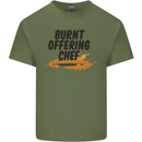Burnt Offering Chef Funny Food BBQ Bad Cook Mens Cotton T-Shirt Tee Top Military Green