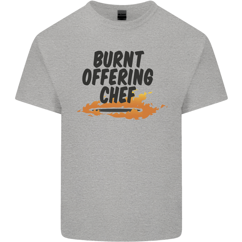 Burnt Offering Chef Funny Food BBQ Bad Cook Mens Cotton T-Shirt Tee Top Sports Grey