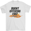 Burnt Offering Chef Funny Food BBQ Bad Cook Mens T-Shirt 100% Cotton White
