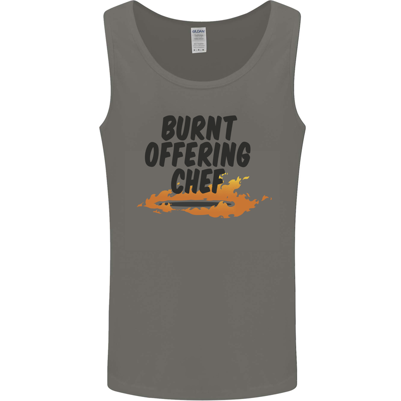 Burnt Offering Chef Funny Food BBQ Bad Cook Mens Vest Tank Top Charcoal