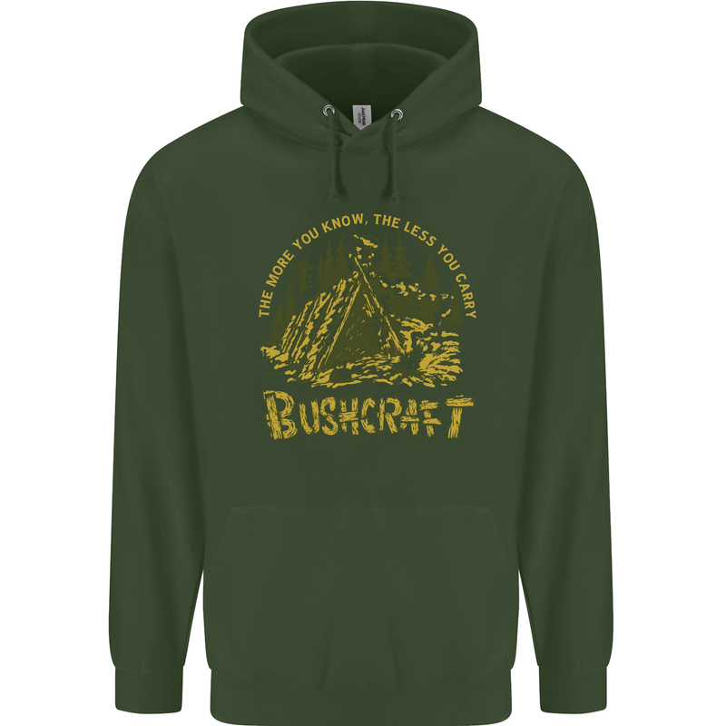 Bushcraft Funny Outdoor Persuits Camping Scouts Childrens Kids Hoodie Forest Green