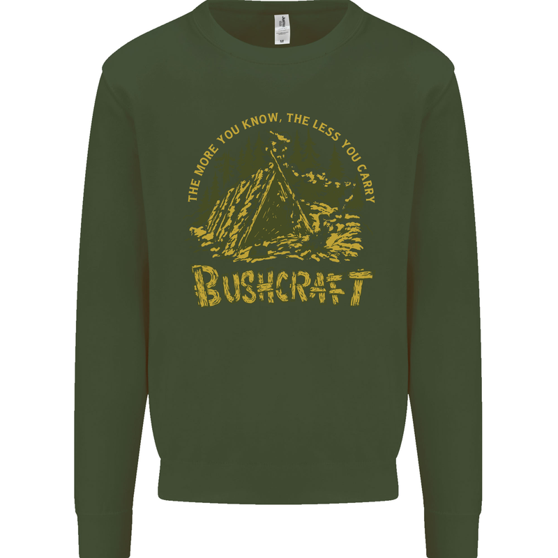 Bushcraft Funny Outdoor Persuits Camping Scouts Kids Sweatshirt Jumper Forest Green