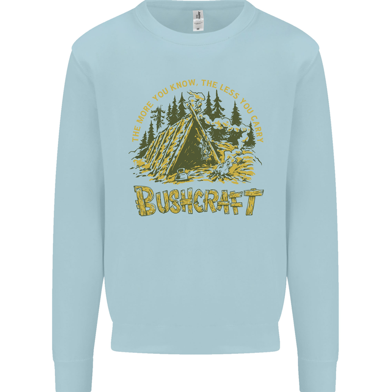 Bushcraft Funny Outdoor Persuits Camping Scouts Kids Sweatshirt Jumper Light Blue