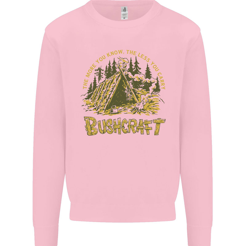 Bushcraft Funny Outdoor Persuits Camping Scouts Kids Sweatshirt Jumper Light Pink