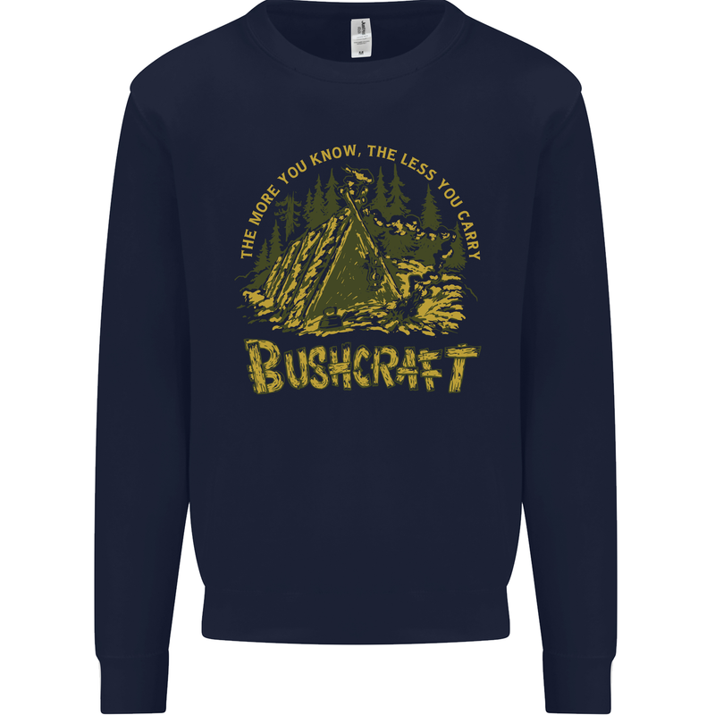Bushcraft Funny Outdoor Persuits Camping Scouts Kids Sweatshirt Jumper Navy Blue