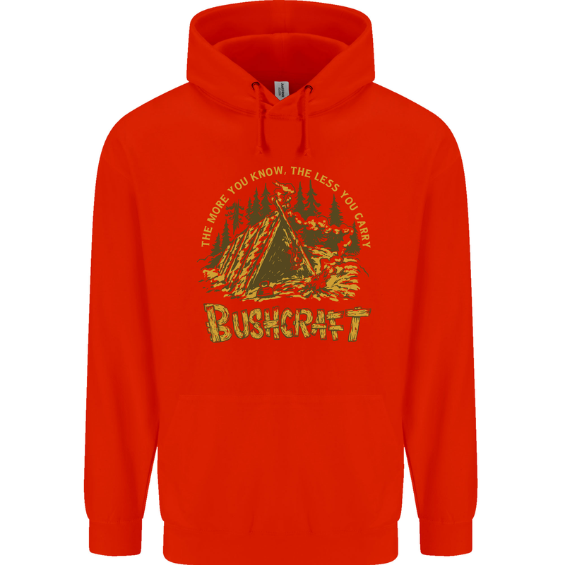 Bushcraft Funny Outdoor Persuits Camping Scouts Mens 80% Cotton Hoodie Bright Red