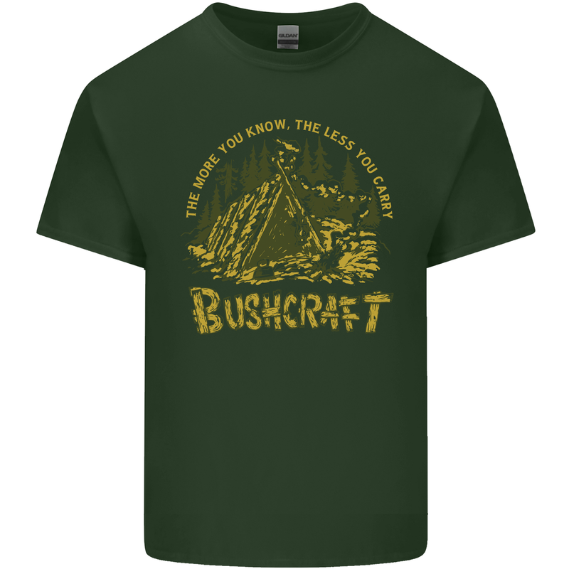 Bushcraft Funny Outdoor Persuits Camping Scouts Mens Cotton T-Shirt Tee Top Forest Green