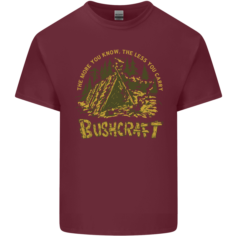 Bushcraft Funny Outdoor Persuits Camping Scouts Mens Cotton T-Shirt Tee Top Maroon