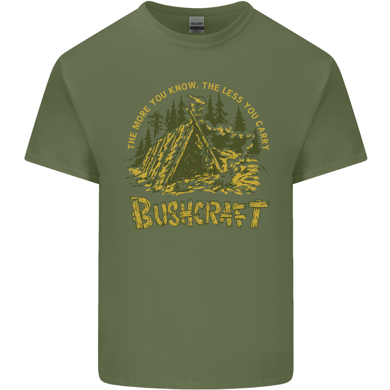 Bushcraft Funny Outdoor Persuits Camping Scouts Mens Cotton T-Shirt Tee Top Military Green